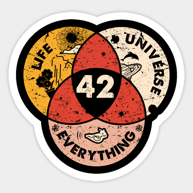 42 The Answer To Life The Universe And Everything Vintage Sticker by Venicecva Tee